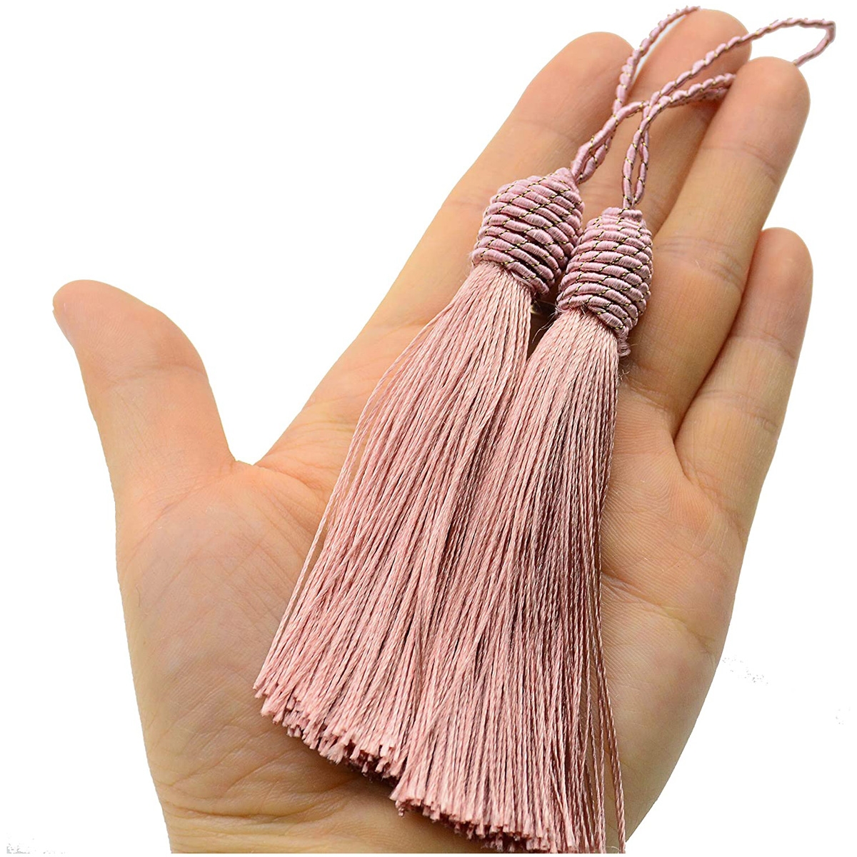 6 Inch Silky Floss Bookmark Tassels with 2-Inch Cord Loop and Small [each pink color for Jewelry 